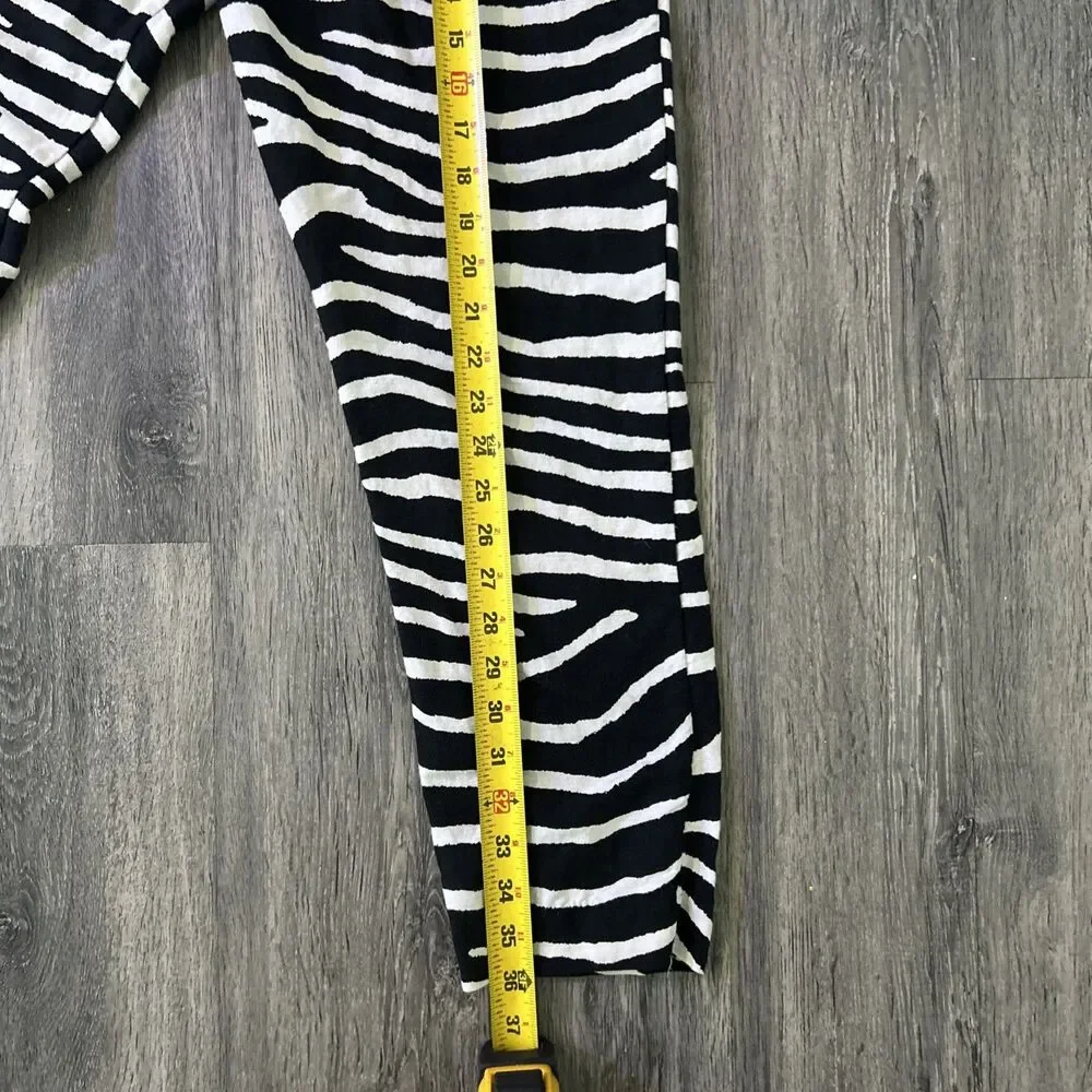 H&M Linen Blend Zebra Print Paper Bag Pants Women Size 2